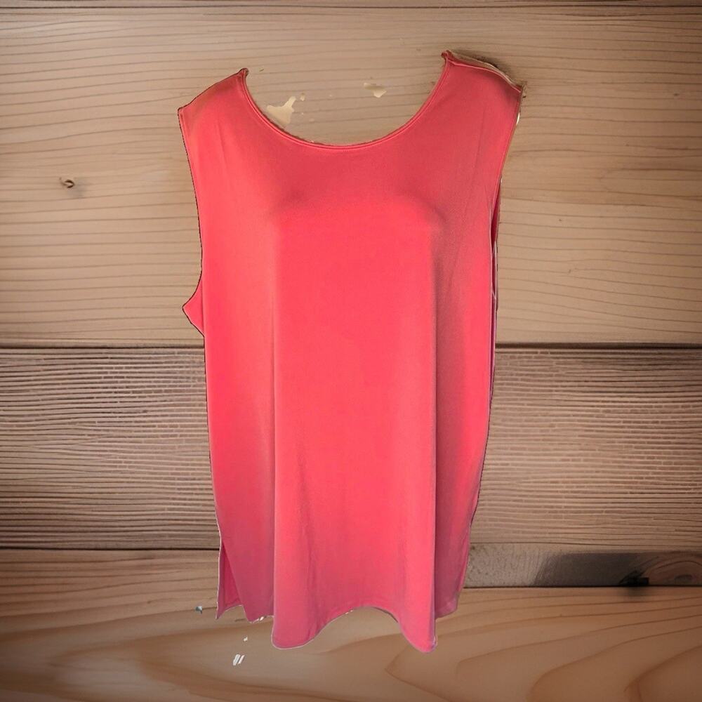 Zenana Pink Solid Knit Stretch Round Neck Sleeveless Tank Top Plus 2X